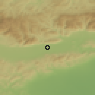 Shaded relief of the 52 km around Vetren, drawn from the GMTED2010 grid
