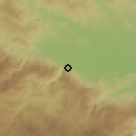 Shaded relief of the 53 km around Vetren Dol, drawn from the GMTED2010 grid