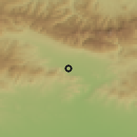 Shaded relief of the 52 km around Voynyagovo, drawn from the GMTED2010 grid