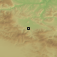 Shaded relief of the 52 km around Vrachesh, drawn from the GMTED2010 grid