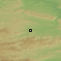 Shaded relief of the 52 km around Vrani Kon, drawn from the GMTED2010 grid