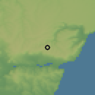 Shaded relief of the 52 km around Vyglen, drawn from the GMTED2010 grid