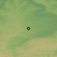 Shaded relief of the 52 km around Vylchitryn, drawn from the GMTED2010 grid