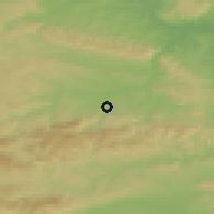 Shaded relief of the 52 km around Vyrbitsa, drawn from the GMTED2010 grid