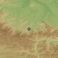 Shaded relief of the 52 km around Vyrshets, drawn from the GMTED2010 grid