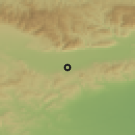 Shaded relief of the 52 km around Yagoda, drawn from the GMTED2010 grid
