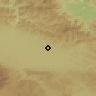 Shaded relief of the 52 km around Yana, drawn from the GMTED2010 grid