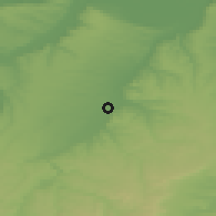Shaded relief of the 52 km around Yasen, drawn from the GMTED2010 grid