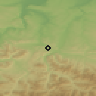 Shaded relief of the 52 km around Brestnitsa, drawn from the GMTED2010 grid
