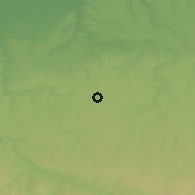 Shaded relief of the 52 km around Brestovene, drawn from the GMTED2010 grid
