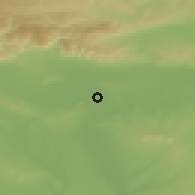 Shaded relief of the 52 km around Zavoy, drawn from the GMTED2010 grid