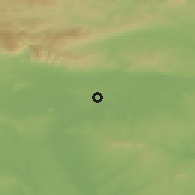 Shaded relief of the 52 km around Zimnitsa, drawn from the GMTED2010 grid