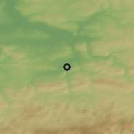 Shaded relief of the 52 km around Zlataritsa, drawn from the GMTED2010 grid