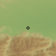 Shaded relief of the 53 km around Zlatitrap, drawn from the GMTED2010 grid