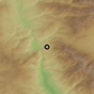 Shaded relief of the 53 km around Brezhani, drawn from the GMTED2010 grid