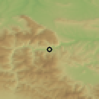 Shaded relief of the 52 km around Zverino, drawn from the GMTED2010 grid