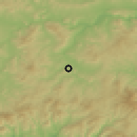 Shaded relief of the 53 km around Zvynarka, drawn from the GMTED2010 grid