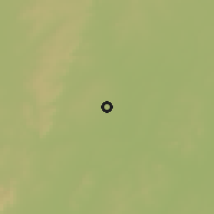 Shaded relief of the 60 km around Kouka, drawn from the GMTED2010 grid