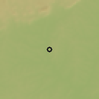 Shaded relief of the 60 km around Siniena, drawn from the GMTED2010 grid