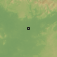 Shaded relief of the 59 km around Banlung, drawn from the GMTED2010 grid