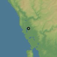 Shaded relief of the 60 km around Dong Tong, drawn from the GMTED2010 grid