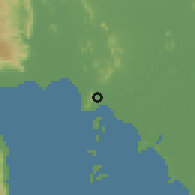 Shaded relief of the 60 km around Krong Kaeb, drawn from the GMTED2010 grid