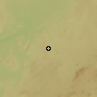 Shaded relief of the 60 km around Evodoula, drawn from the GMTED2010 grid