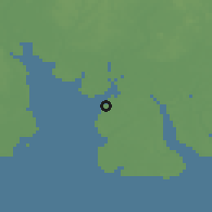 Shaded relief of the 60 km around Kombo Abédimo, drawn from the GMTED2010 grid