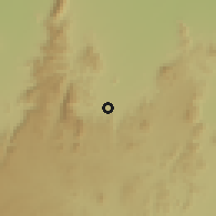 Shaded relief of the 60 km around Koza, drawn from the GMTED2010 grid