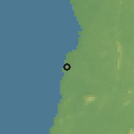 Shaded relief of the 60 km around Kribi, drawn from the GMTED2010 grid