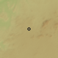 Shaded relief of the 60 km around Lobo, drawn from the GMTED2010 grid