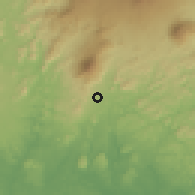Shaded relief of the 60 km around Loum, drawn from the GMTED2010 grid