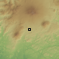 Shaded relief of the 60 km around Manjo, drawn from the GMTED2010 grid