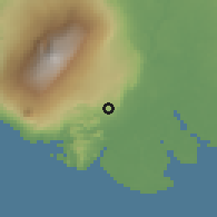 Shaded relief of the 60 km around Mutengene, drawn from the GMTED2010 grid
