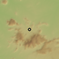 Shaded relief of the 60 km around Poli, drawn from the GMTED2010 grid