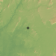 Shaded relief of the 60 km around Pouma, drawn from the GMTED2010 grid