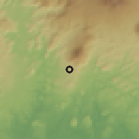 Shaded relief of the 60 km around Tombel, drawn from the GMTED2010 grid