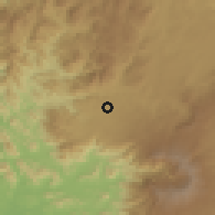 Shaded relief of the 60 km around Batibo, drawn from the GMTED2010 grid