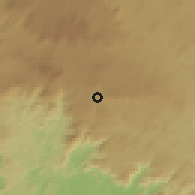 Shaded relief of the 60 km around Bazou, drawn from the GMTED2010 grid