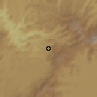 Shaded relief of the 60 km around Bélo, drawn from the GMTED2010 grid