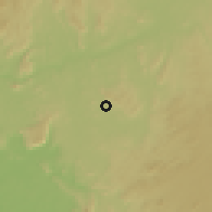 Shaded relief of the 60 km around Bot Makak, drawn from the GMTED2010 grid
