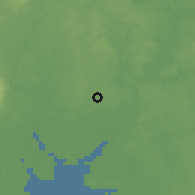 Shaded relief of the 60 km around Dibombari, drawn from the GMTED2010 grid
