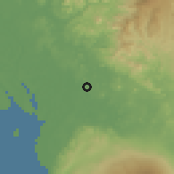 Shaded relief of the 60 km around Ekondo-Titi, drawn from the GMTED2010 grid