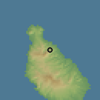 Shaded relief of the 59 km around São Miguel, drawn from the GMTED2010 grid