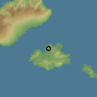 Shaded relief of the 59 km around Mindelo, drawn from the GMTED2010 grid