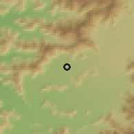 Shaded relief of the 55 km around Cerrillos, drawn from the GMTED2010 grid