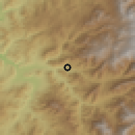 Shaded relief of the 56 km around Cerrillos de Rapel, drawn from the GMTED2010 grid