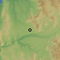 Shaded relief of the 56 km around Cerrillos de Tamaya, drawn from the GMTED2010 grid