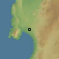 Shaded relief of the 58 km around Cerro Moreno, drawn from the GMTED2010 grid