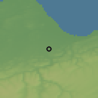 Shaded relief of the 48 km around Cerro Sombrero, drawn from the GMTED2010 grid